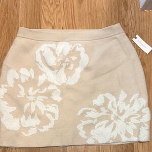 Anthropologie Tan Floral Mini Skirt